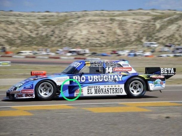 Así se vio el pontón izquierdo del Ford de Diego Aventín en Trelew.